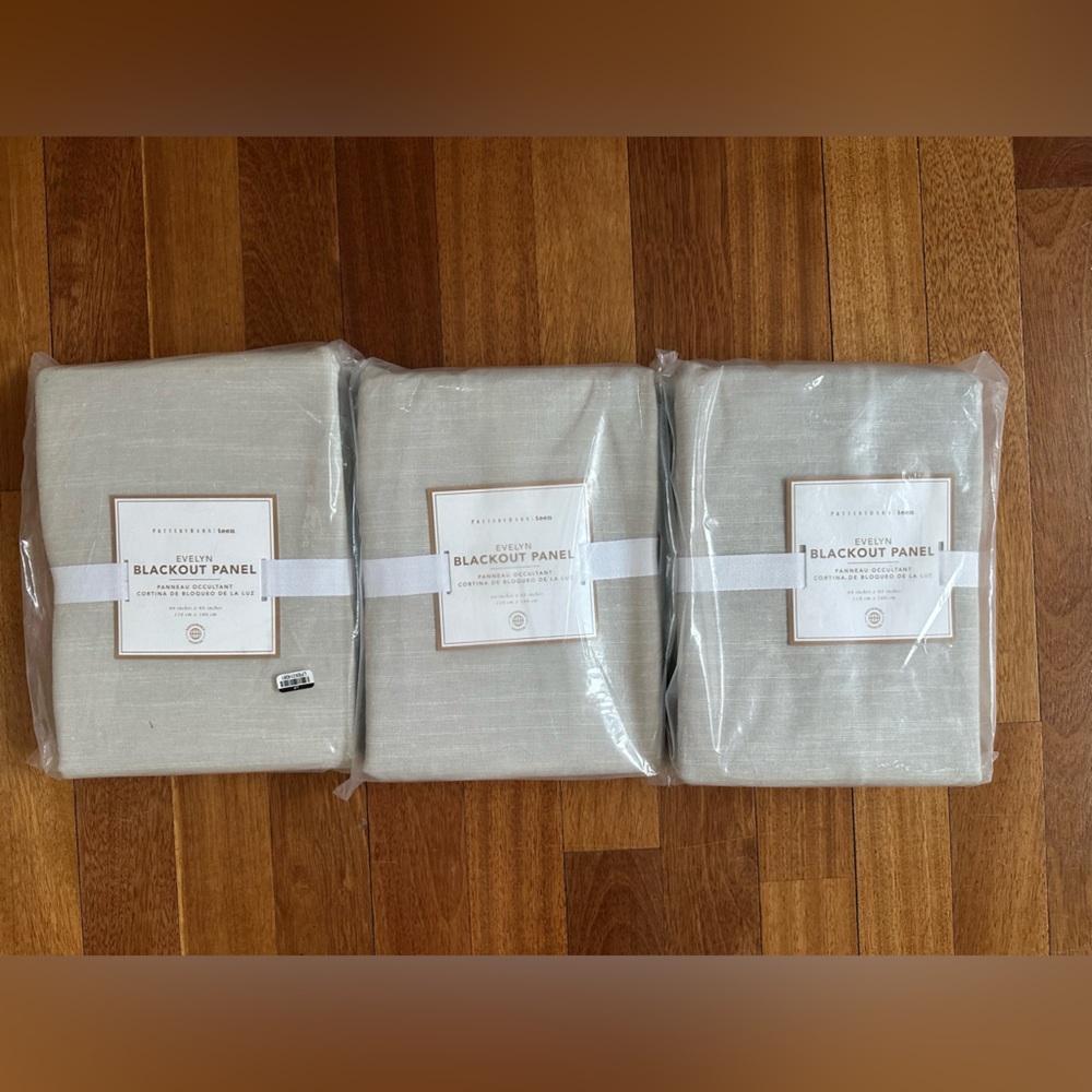 Pottery Barn Teen set of 3 Gray Blackout Curtains 44 x 63